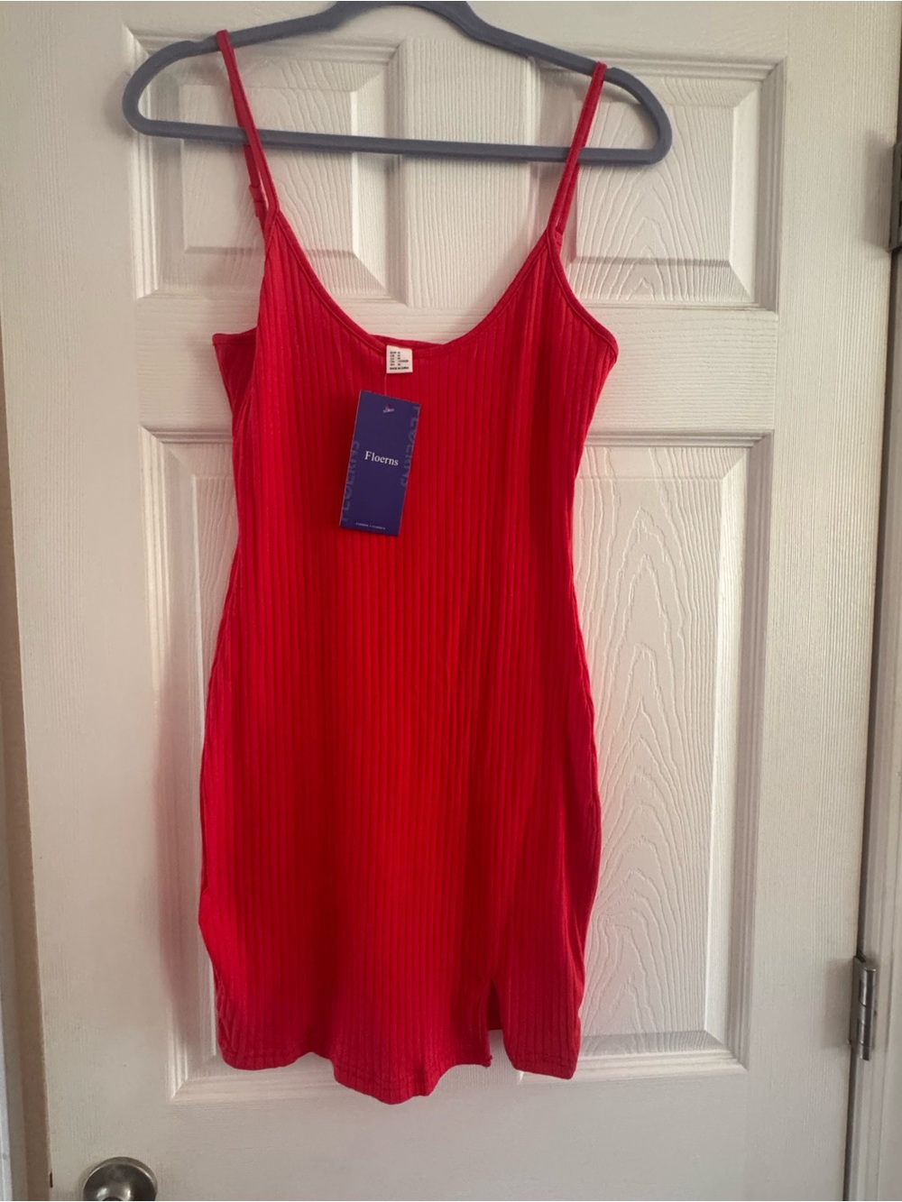 Fiorens Red Ribbed Mini Dress